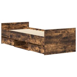 Cadre de lit sans matelas chêne fumé 90x190 cm 