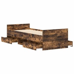Cadre de lit sans matelas chêne fumé 90x190 cm 