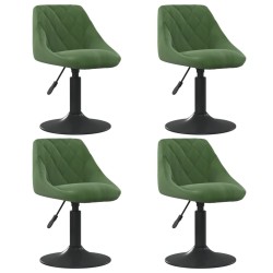 Chaises pivotantes à manger lot de 4 vert foncé velours 