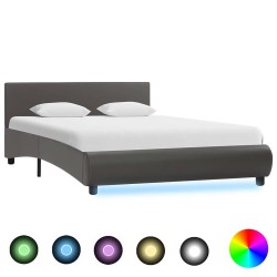 Cadre de lit avec LED Gris Similicuir 120 x 200 cm  