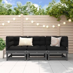 Salon de jardin 3 pcs gris bois massif de pin 