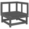 Salon de jardin 3 pcs gris bois massif de pin 