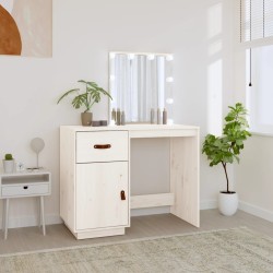 Coiffeuse avec LED Blanc 95x50x133,5 cm Bois de pin massif 