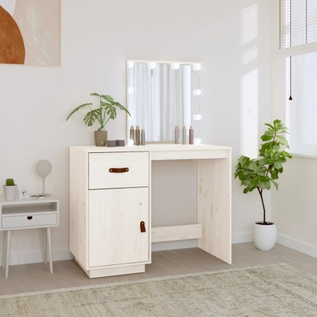 Coiffeuse avec LED Blanc 95x50x133,5 cm Bois de pin massif 