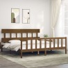 Cadre de lit sans matelas marron miel 200x200cm bois pin massif 