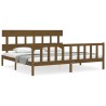 Cadre de lit sans matelas marron miel 200x200cm bois pin massif 