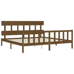Cadre de lit sans matelas marron miel 200x200cm bois pin massif 