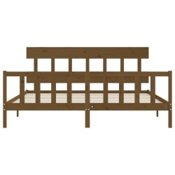 Cadre de lit sans matelas marron miel 200x200cm bois pin massif 
