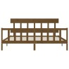 Cadre de lit sans matelas marron miel 200x200cm bois pin massif 