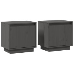 Tables de chevet 2 pcs Gris 40x30x40 cm Bois de pin solide 
