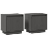 Tables de chevet 2 pcs Gris 40x30x40 cm Bois de pin solide 