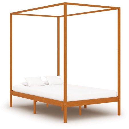 Cadre de lit à baldaquin sans matelas bois massif 120x200 cm 