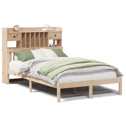 Lit bibliothèque sans matelas 135x190 cm bois de pin massif 
