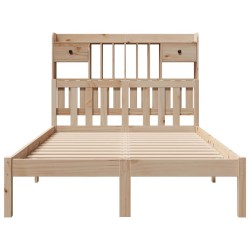 Lit bibliothèque sans matelas 135x190 cm bois de pin massif 