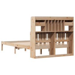 Lit bibliothèque sans matelas 135x190 cm bois de pin massif 