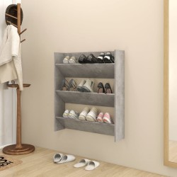 Armoire à chaussures murale Gris béton 80x18x90 cm Aggloméré 