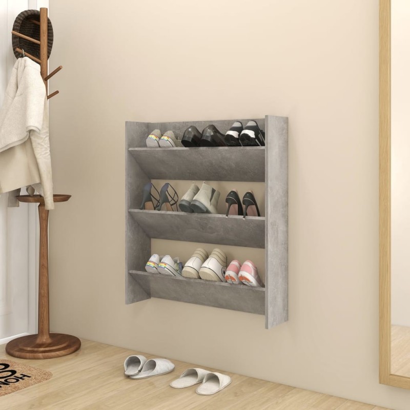 Armoire à chaussures murale Gris béton 80x18x90 cm Aggloméré Armoire à chaussures murale Gris béton 80x18x90 cm Aggloméré