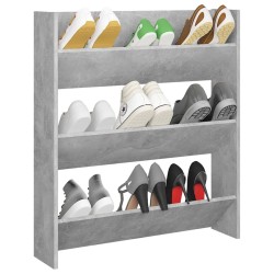 Armoire à chaussures murale Gris béton 80x18x90 cm Aggloméré 