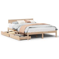 Cadre de lit sans matelas 135x190 cm bois de pin massif 