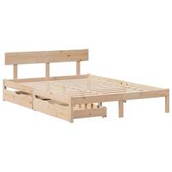 Cadre de lit sans matelas 135x190 cm bois de pin massif 