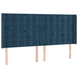Tête de lit à LED Bleu foncé 163x16x118/128 cm Velours 