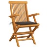Chaises de jardin et coussins taupe lot de 2 Bois teck massif 