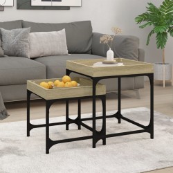 Tables d'appoint 2 pcs Chêne sonoma Bois d'ingénierie 