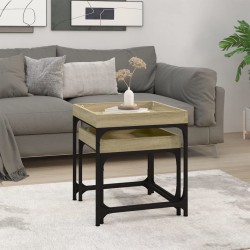 Tables d'appoint 2 pcs Chêne sonoma Bois d'ingénierie 