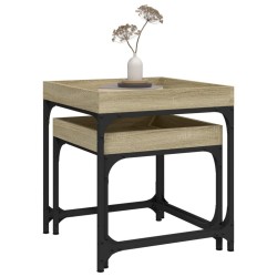 Tables d'appoint 2 pcs Chêne sonoma Bois d'ingénierie 