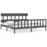 Cadre de lit avec tête de lit gris Super King Size bois massif 