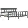 Cadre de lit avec tête de lit gris Super King Size bois massif 