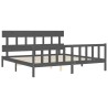 Cadre de lit avec tête de lit gris Super King Size bois massif 