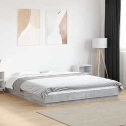 Cadre de lit et lumières LED sans matelas gris béton 160x200 cm 