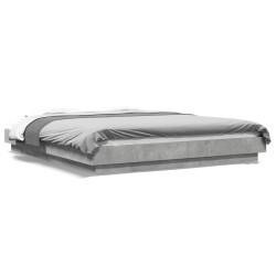 Cadre de lit et lumières LED sans matelas gris béton 160x200 cm 