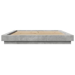 Cadre de lit et lumières LED sans matelas gris béton 160x200 cm 