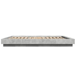 Cadre de lit et lumières LED sans matelas gris béton 160x200 cm 