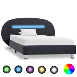 Cadre de lit avec LED sans matelas noir similicuir 90x200 cm 