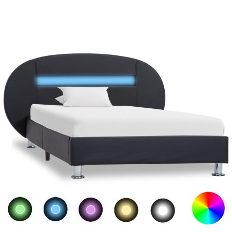 Cadre de lit avec LED sans matelas noir similicuir 90x200 cm 