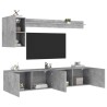 Unités murales TV 5 pcs gris béton bois d'ingénierie 