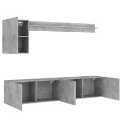 Unités murales TV 5 pcs gris béton bois d'ingénierie 