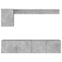 Unités murales TV 5 pcs gris béton bois d'ingénierie 