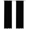 Rideaux occultants aspect lin avec crochets 2pcs Noir 140x245cm 