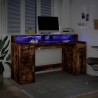 Bureau et lumières LED chêne fumé 160x55x91cm bois d'ingénierie 