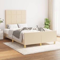 Cadre de lit sans matelas crème 120x190 cm tissu 