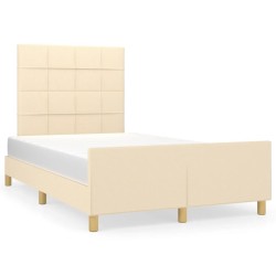 Cadre de lit sans matelas crème 120x190 cm tissu 