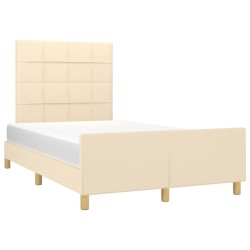 Cadre de lit sans matelas crème 120x190 cm tissu 