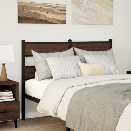 Tête de lit chêne marron 120 cm acier et bois d'ingénierie 
