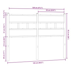 Tête de lit chêne marron 120 cm acier et bois d'ingénierie 