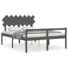 Lit pour personne âgée sans matelas gris bois massif 