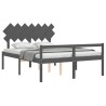 Lit pour personne âgée sans matelas gris bois massif 